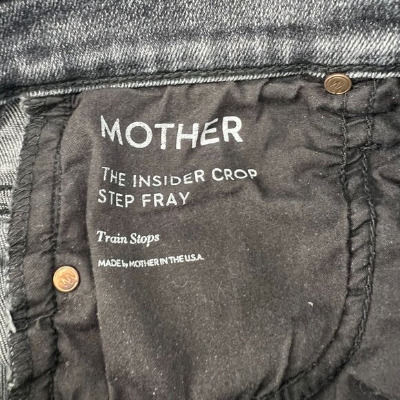 MOTHER Insider Crop Fray Jeans 24 Gray Acid Wash Train Stops Distressed Raw Hem - Picture 10 of 11